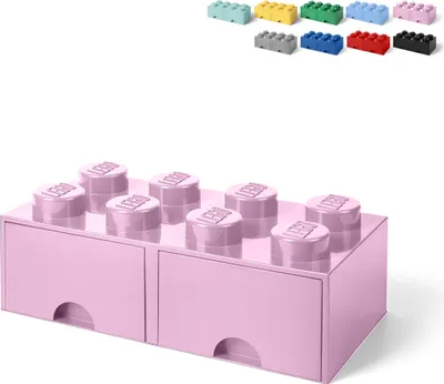 Produktbild von LEGO Aufbewahrungsbox in Ziegelsteinform mit 2 Schubladen 8 Noppen - Pink