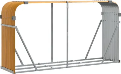 Zdjęcie produktu dla Stojak na drewno, wygląd drewna, 180x45x100 cm, stal galwanizowana