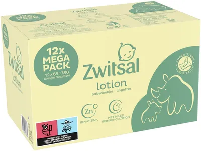 Immagine prodotto di Zwitsal - Salviette umidificate per neonati con lozione - 12 x 65 - 780 salviette per neonati