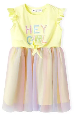 Produktbild von Minoti Festliches Kleid mit Tüllrock Gelb für Mädchen - Prinzessin Kleid mit Rüschenärmeln