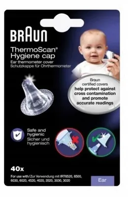 Produktbild von Braun, Schutzhülle für Ohrthermometer, 40 Stück stark für Kinder CI76-WU
