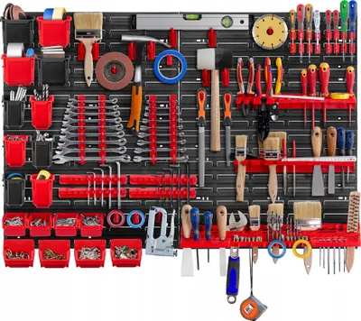 Obrázek produktu pro Dílenské nástěnné regály KADAX, 116x78cm Skladovací systém z robustního plastu, dílenské regály odolné proti UV záření