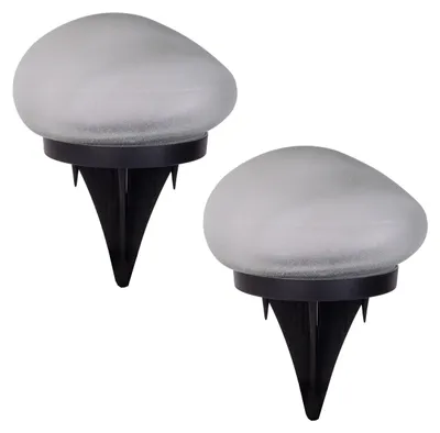 Produktbild von 2er-Set Solar-/Dekoerdspieß "GURI" L: 14cm, Lampe für den Außenbereich im Natural-Style, aus Kunststoff und Glas in weiß, 14 x 12 x 8,5 cm, mit LED Platine – mit Schiebeschalter