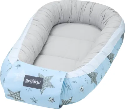 Produktbild von Bellochi Babynest Babynestchen Neugeborene - 100% Baumwolle -   - Baby Kuschelnest - 90x60x12cm - rigel star