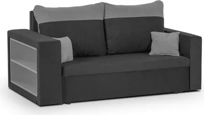 Produktbild von KomfortWelt24 2 Sitzer Sofa mit Schlaffunktion und Bettkasten - Schlafsofa 150x85 cm PABLO1 Dunkelgrau/Hellgrau