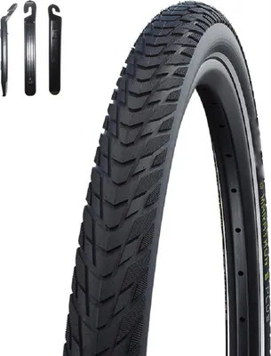 Image de 1 x Schwalbe Marathon E-Plus Smart D-Guard E-50 Noir-Réflexe 50-584 avec démonte-pneu