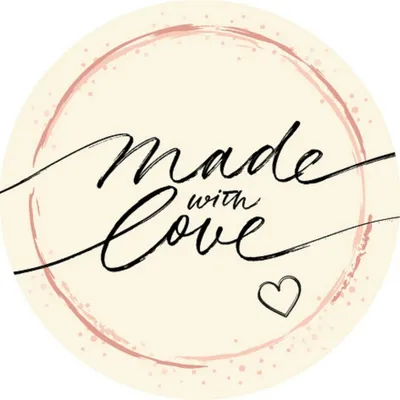 Produktbild von 48x hochwertige Etiketten "Made with Love" rund hohe Klebekraft 4cm Aufkleber matt