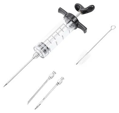 Produktbild von Puten-Injektor mit 3 Marinaden-Schraubnadeln, tragbares Grill-Set zum Marinieren von Putenfleisch, Küchenhelfer