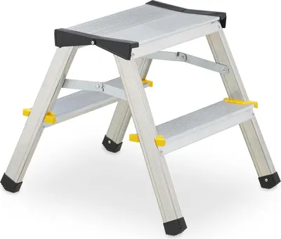 Produktbild von Famanu Haushaltsleiter 2 Stufen - Klappbar, Aluminium, Silber