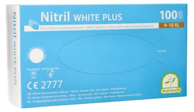 Produktbild von "Medi-Inn" Handschuhe, Nitril puderfrei "White Plus" weiss Größe: XL
