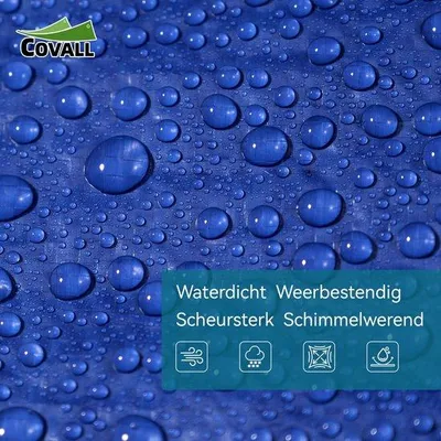 Productafbeelding van COVALL Waterdicht afdekzeil 70 g/m² – Dekzeil met Versterkte Randen en Oogjes, winddicht, scheurvast, Zeil voor bescherming buiten, Blauw, 6x8m