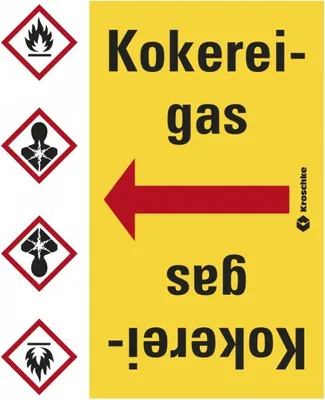 Produktbild von Dreifke® Rohrleitungsband Kokereigas, praxisbewährt, ab Ø 50mm, gelb/schwarz,...