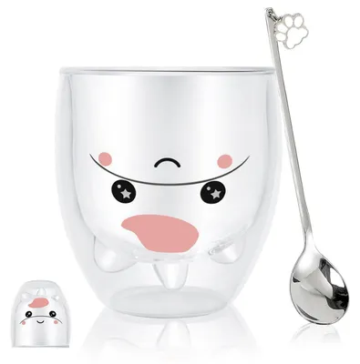 Productafbeelding van Dubbelwandige geïsoleerde glazen met een eenhoornmotief, 200 ml, van borosilicaatglas, geschikt voor koffie, thee en sap