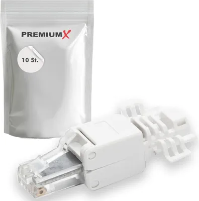 Produktbild von 10x PremiumX CAT 6A Netzwerkstecker CAT6 CAT7 CAT7A RJ45 werkzeuglos LAN PC Ethernet