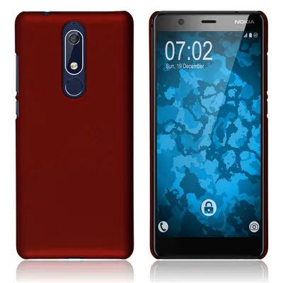 Produktbild von PhoneNatic Case kompatibel mit  Nokia 5.1 - Hülle rot gummiert Hard-case Cover