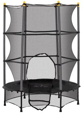 Immagine prodotto di Trampolino per bambini, diametro 140 cm, con rete di sicurezza | Colore: nero | Dimensioni: 140x140x190 cm