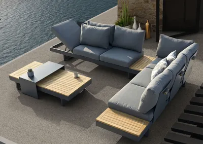 Produktbild von Gartenlounge-Set >Barbados< (4er-Set) 2x Liege 245x70x71cm, 2x Tisch 140x28x70cm / 80x36x40cm