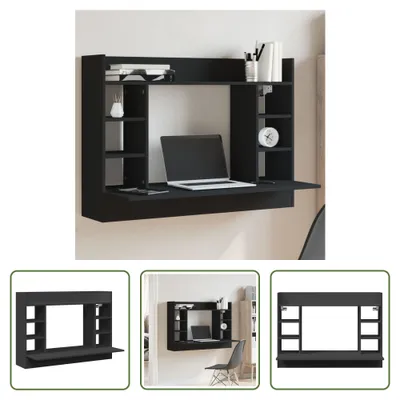 Zdjęcie produktu dla The Living Store Biurko przyścienne czarne 105x48x75 cm materiał drewnopochodny