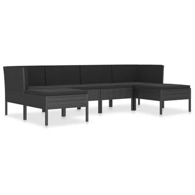 Obrázek produktu pro vidaXL 6dílná zahradní lounge souprava s polštáři Poly ratan černá
