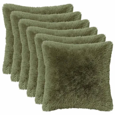 Immagine prodotto di Cuscino decorativo vidaXL, confezione da 6, colore verde, HEERLEN, 40 x 40 cm, tessuto in pile di poliestere