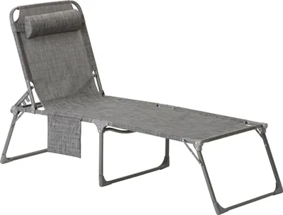 Produktbild von Dehner Gartenliege Mallorca, inkl. Kopfkissen, klappbare Sonnenliege, 71 x 112 x 232 cm (B/H/T), Sitzhöhe 45.5 cm, Aluminium / Eisen / Textilene, dunkelgrau