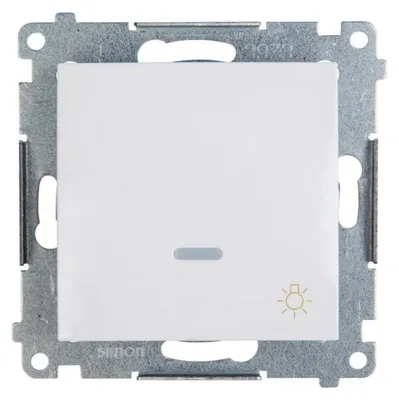 Produktbild von Kontakt-Simon DS1L.01/11, Drucktasten-Schalter, Kunststoff, Weiß, IP20, IP44, 250 V, 10 A