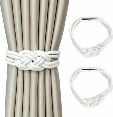 Produktbild von 2 Stück Magnetische Vorhang Raffhalter Vorhang Clips Seil Gardinenhalter Nachbildung Weiß