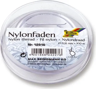 Obrázek produktu pro Folia 12916, Ruční šití, Průhledná, Nylon, 100 m, 0,16 mm