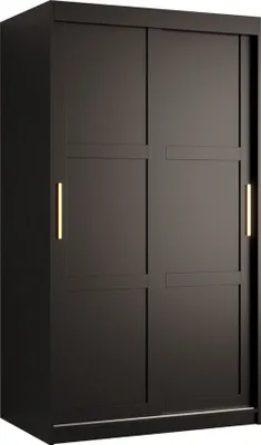 Produktbild von MIRJAN24 Kleiderschrank Riflo Ramiro 1 100, Schwebetürenschrank mit zwei Kleiderstangen, Garderobe (Farbe: Schwarz, Größe: 100 cm)