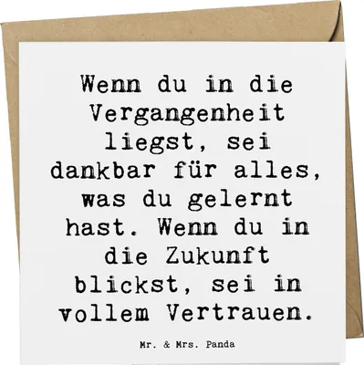 Produktbild von Mr. & Mrs. Panda Grußkarte Spruch Freude und Vertrauen - Weiß - Geschenk, Motivation, Stimmungen, Klappkarte, Zufriedenheit, Zitat, lebensmotto, doppelkarte, inspirierend