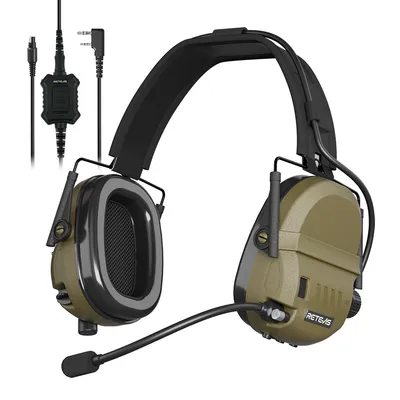 Produktbild von Retevis EH080K Taktisches Headset, Elektronisches Headset, intelligente Geräuschunterdrückung, IP65, Walkie-Talkie-Headset, kompatibel mit RT24
