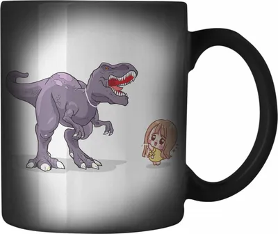 Produktbild von Trendation - Coole Farbwechsel Zauber-Tasse für Dinofans Dinosaurier Geschenkidee Mädchen Geschenke Lustig (Schwarz)