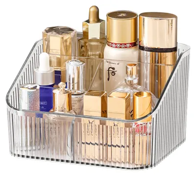 Obrázok produktu pre Priehľadný organizér na make-up s priehradkami – organizér na kozmetiku a produkty pre starostlivosť o pleť