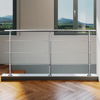 Produktbild von AICA Handlauf 220cm Geländer 3 Querstäbe Treppengeländer Brüstung Edelstahl