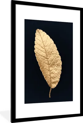 Produktbild von MuchoWow® Gerahmtes Poster Schwarz und Gold - Blätter - Schwarz - Pflanzen - Luxus 60x90 cm - Poster mit Schwarzem Bilderrahmen Wandposter Rahmen Foto Bilder - Dekoration - Wandposter Wohnzimmer - Hochwertig