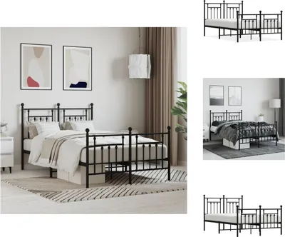Produktbild von vidaXL Bettgestell mit Kopf- und Fußteil Metall Schwarz 120x200 cm -  Betten & Bettgestelle