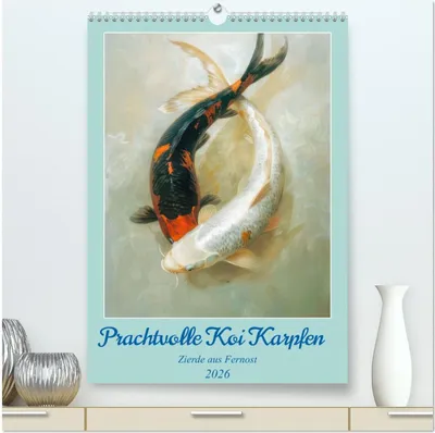 Produktbild von Prachtvolle Koi Karpfen Zierde aus Fernost (hochwertiger Premium Wandkalender 2026 DIN A2 hoch), Kunstdruck in Hochglanz