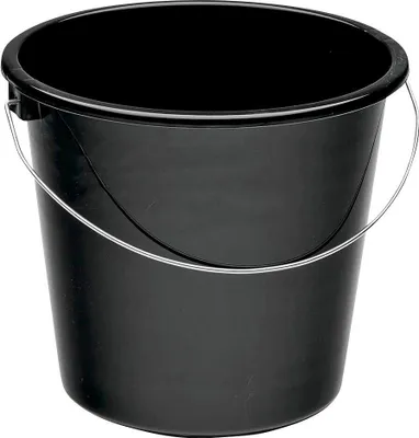 Produktbild von Neutral Putzeimer, schwarz, 5 Liter, rund, aus Kunststoff und Metall, mit Bügelgriff und Liter-Skala für Haushalt und Gewerbe.