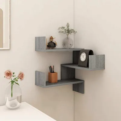 Obrázek produktu pro The Living Store Rohová nástěnná police šedá Sonoma 40x40x50 cm materiál na bázi dřeva