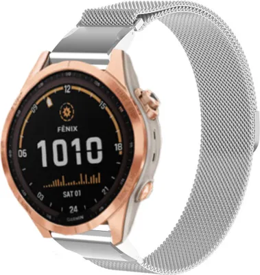 Produktbild von Strap-it Milanese Armband - Kompatibel mit Garmin Fenix 7s Armband Hochwertiges Material -Edelstahl Magnetische verschluss für Armband Silber 20mm smartwatch