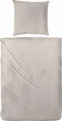 Produktbild von Hahn Perkal Bettwäsche Uni 100% Baumwolle Reißverschluss Bettbezug Kissenbezug Bettgarnitur Bettwäsche-Set Bettzeug 155x220 cm Creme