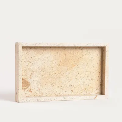 Produktbild von HOMLA MARMURI dekoratives Tablett aus beigem Marmor 25x15x3 cm
