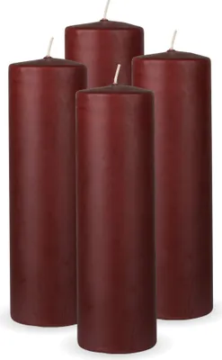 Zdjęcie produktu dla HS Candle świece filarowe 4-pak "Brown", rozmiar Ø7 x 20 cm, świece woskowe o długim czasie palenia do 65 godzin - bezzapachowe świece filarowe - wiele kolorów/rozmiarów