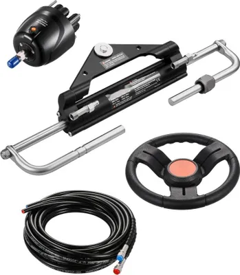 Produktbild von Hydraulisches Außenborder-Lenkset 150 PS - Lenksystem für Marineboote - Bootsteuerungssystem - Hydraulische Lenkung für Boote
