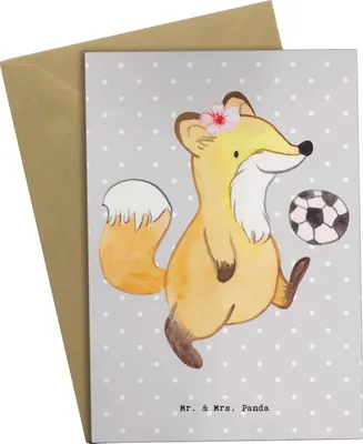 Produktbild von Mr. & Mrs. Panda babykarte Fußballtrainerin Herz - Grau Pastell - Geschenk, Klappkarte, genesungskarte, weihnachtskarten, Verein Fußball, Fußballspiel, einladungskarten