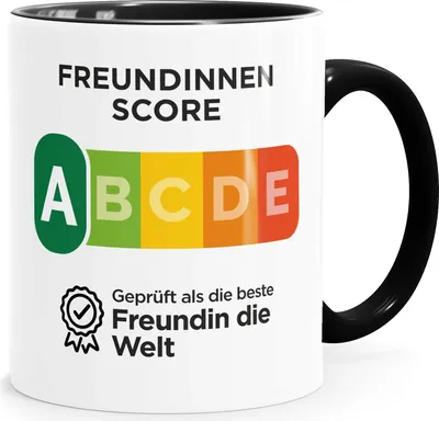 Produktbild von Tasse Geschenk Beste Freundin BFF Freundinnen Score Beste Freundin der Welt Geschenkidee lustig Moonworks® Beste Freundin weiß-innen-schwarz standard