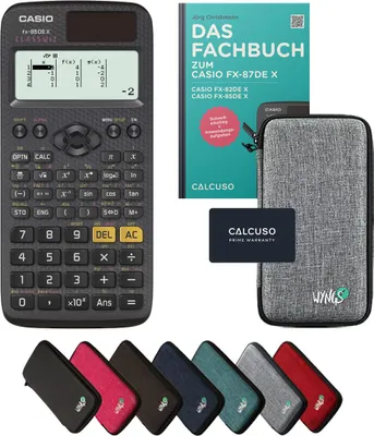 Produktbild von Casio fx-85DE X inkl. Schutztasche Hellgrau & Fachbuch (80 Seiten, DIN A5) – Wissenschaftlicher Rechner – Smart Set