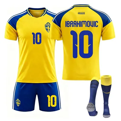 Obrázok produktu pre #10 BRAHIMOUIC Dres Švédska pre deti aj dospelých, domáci tím na Majstrovstvá sveta vo futbale 2026, VEĽKOSŤ:22