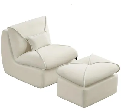 Obrázek produktu pro Křeslo - Relaxační křeslo - Sedací vak - Křeslo do obývacího pokoje - Ergonomický design - Měkká, světle béžová čenilová potahová látka