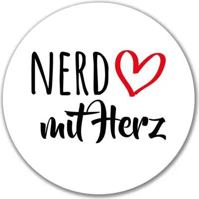 Produktbild von Huuraa Aufkleber Nerd mit Herz 10cm rund Sticker Geschenkidee